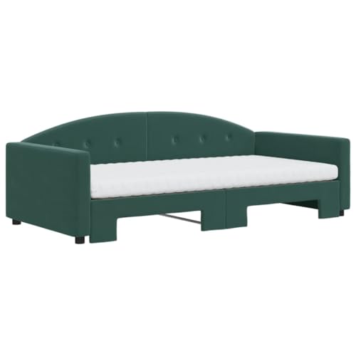 HEFZGDB Tagesbett Ausziehbar mit Matratzen Dunkelgrün 100x200 cm Samt Ehebett Gästebett Einzelbetten Bettrahmen für Herberge Schlafzimmer Gästezimmer Wohnbereich HEFZGDB Tagesbett Ausziehbar mit Matratzen Dunkelgrün 100x200 cm Samt Ehebett Gästebett Einzelbetten Bettrahmen für Herberge Schlafzimmer Gästezimmer Wohnbereich von HEFZGDB