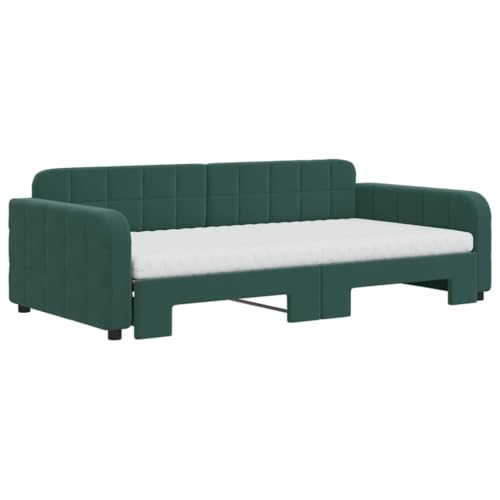 HEFZGDB Tagesbett Ausziehbar mit Matratzen Dunkelgrün 100x200 cm Samt Ehebett Gästebett Familienbett Einzelbett für Schlafzimmer Herberge Wohnbereich Gästezimmer HEFZGDB Tagesbett Ausziehbar mit Matratzen Dunkelgrün 100x200 cm Samt Ehebett Gästebett Familienbett Einzelbett für Schlafzimmer Herberge Wohnbereich Gästezimmer von HEFZGDB