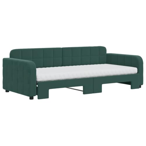 HEFZGDB Tagesbett Ausziehbar mit Matratzen Dunkelgrün 90x200 cm Samt Ehebett Gästebett Familienbett Einzelbett für Schlafzimmer Herberge Wohnbereich Gästezimmer HEFZGDB Tagesbett Ausziehbar mit Matratzen Dunkelgrün 90x200 cm Samt Ehebett Gästebett Familienbett Einzelbett für Schlafzimmer Herberge Wohnbereich Gästezimmer von HEFZGDB