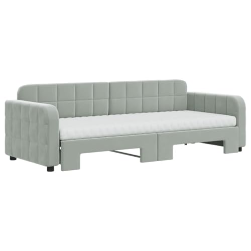 HEFZGDB Tagesbett Ausziehbar mit Matratzen Hellgrau 80x200 cm Samt Ehebett Gästebett Familienbett Einzelbett für Schlafzimmer Herberge Wohnbereich Gästezimmer HEFZGDB Tagesbett Ausziehbar mit Matratzen Hellgrau 80x200 cm Samt Ehebett Gästebett Familienbett Einzelbett für Schlafzimmer Herberge Wohnbereich Gästezimmer von HEFZGDB