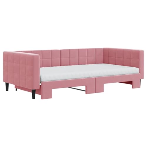 HEFZGDB Tagesbett Ausziehbar mit Matratzen Rosa 100x200 cm Samt Bette Gästebett Bed Frame Einzelbetten für Schlafzimmer Gästezimmer Herberge Wohnbereich HEFZGDB Tagesbett Ausziehbar mit Matratzen Rosa 100x200 cm Samt Bette Gästebett Bed Frame Einzelbetten für Schlafzimmer Gästezimmer Herberge Wohnbereich von HEFZGDB