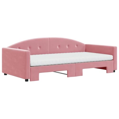 HEFZGDB Tagesbett Ausziehbar mit Matratzen Rosa 100x200 cm Samt Ehebett Gästebett Einzelbetten Bettrahmen für Herberge Schlafzimmer Gästezimmer Wohnbereich HEFZGDB Tagesbett Ausziehbar mit Matratzen Rosa 100x200 cm Samt Ehebett Gästebett Einzelbetten Bettrahmen für Herberge Schlafzimmer Gästezimmer Wohnbereich von HEFZGDB