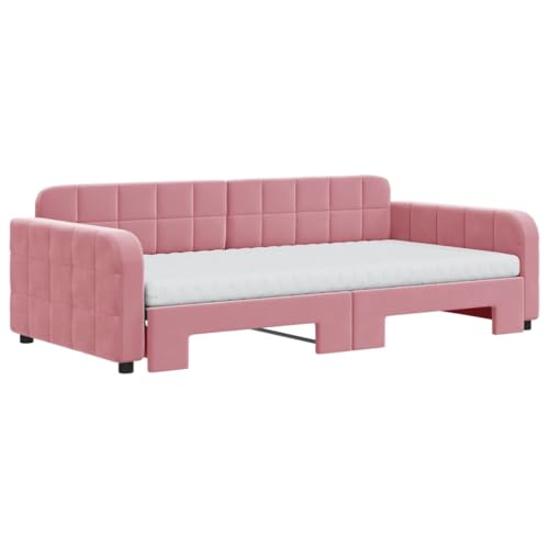 HEFZGDB Tagesbett Ausziehbar mit Matratzen Rosa 100x200 cm Samt Ehebett Gästebett Familienbett Einzelbett für Schlafzimmer Herberge Wohnbereich Gästezimmer HEFZGDB Tagesbett Ausziehbar mit Matratzen Rosa 100x200 cm Samt Ehebett Gästebett Familienbett Einzelbett für Schlafzimmer Herberge Wohnbereich Gästezimmer von HEFZGDB