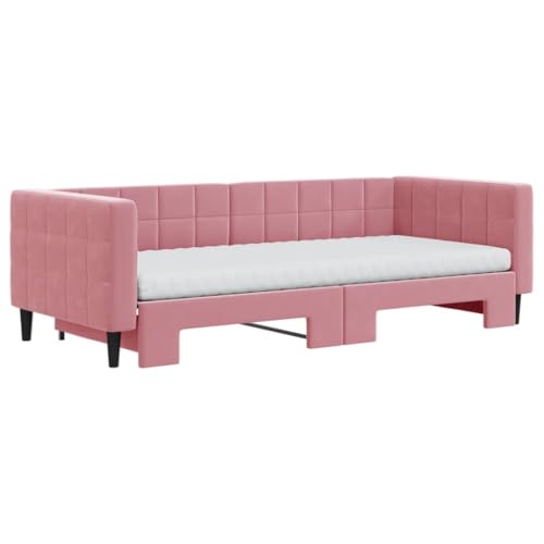 HEFZGDB Tagesbett Ausziehbar mit Matratzen Rosa 90x200 cm Samt Bette Gästebett Bed Frame Einzelbetten für Schlafzimmer Gästezimmer Herberge Wohnbereich HEFZGDB Tagesbett Ausziehbar mit Matratzen Rosa 90x200 cm Samt Bette Gästebett Bed Frame Einzelbetten für Schlafzimmer Gästezimmer Herberge Wohnbereich von HEFZGDB