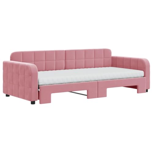 HEFZGDB Tagesbett Ausziehbar mit Matratzen Rosa 90x200 cm Samt Ehebett Gästebett Familienbett Einzelbett für Schlafzimmer Herberge Wohnbereich Gästezimmer HEFZGDB Tagesbett Ausziehbar mit Matratzen Rosa 90x200 cm Samt Ehebett Gästebett Familienbett Einzelbett für Schlafzimmer Herberge Wohnbereich Gästezimmer von HEFZGDB