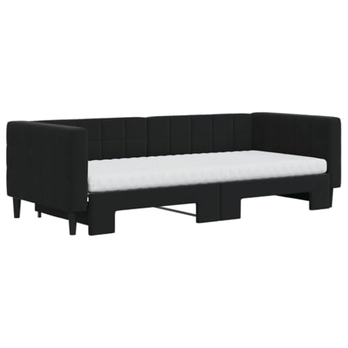 HEFZGDB Tagesbett Ausziehbar mit Matratzen Schwarz 90x200 cm Samt Bette Gästebett Bed Frame Einzelbetten für Schlafzimmer Gästezimmer Herberge Wohnbereich HEFZGDB Tagesbett Ausziehbar mit Matratzen Schwarz 90x200 cm Samt Bette Gästebett Bed Frame Einzelbetten für Schlafzimmer Gästezimmer Herberge Wohnbereich von HEFZGDB