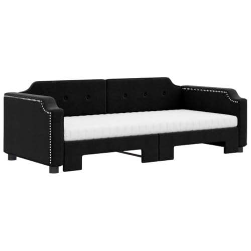 HEFZGDB Tagesbett Ausziehbar mit Matratzen Schwarz 90x200 cm Stoff Daybed Gästebett Familienbett Doppelbett für Gästezimmer Schlafzimmer Herberge Wohnbereich HEFZGDB Tagesbett Ausziehbar mit Matratzen Schwarz 90x200 cm Stoff Daybed Gästebett Familienbett Doppelbett für Gästezimmer Schlafzimmer Herberge Wohnbereich von HEFZGDB