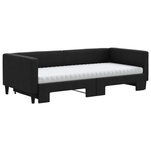 HEFZGDB Tagesbett Ausziehbar mit Matratzen Schwarz 90x200 cm Stoff Double Bed Gästebett Familienbett Einzelbetten für Schlafzimmer Wohnbereich Herberge Gästezimmer HEFZGDB Tagesbett Ausziehbar mit Matratzen Schwarz 90x200 cm Stoff Double Bed Gästebett Familienbett Einzelbetten für Schlafzimmer Wohnbereich Herberge Gästezimmer von HEFZGDB