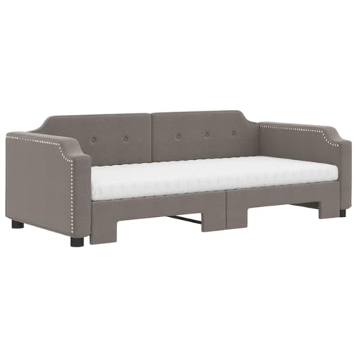 HEFZGDB Tagesbett Ausziehbar mit Matratzen Taupe 100x200 cm Stoff Daybed Gästebett Familienbett Doppelbett für Gästezimmer Schlafzimmer Herberge Wohnbereich HEFZGDB Tagesbett Ausziehbar mit Matratzen Taupe 100x200 cm Stoff Daybed Gästebett Familienbett Doppelbett für Gästezimmer Schlafzimmer Herberge Wohnbereich von HEFZGDB