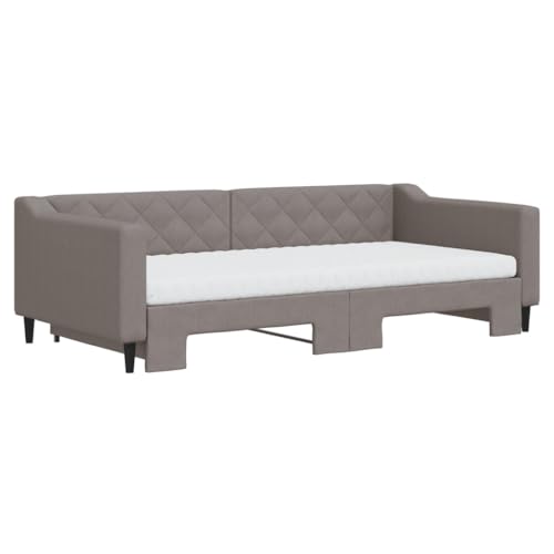HEFZGDB Tagesbett Ausziehbar mit Matratzen Taupe 100x200 cm Stoff Single Bed Gästebett Doppelbett Bettrahmen für Gästezimmer Herberge Schlafzimmer Wohnbereich HEFZGDB Tagesbett Ausziehbar mit Matratzen Taupe 100x200 cm Stoff Single Bed Gästebett Doppelbett Bettrahmen für Gästezimmer Herberge Schlafzimmer Wohnbereich von HEFZGDB