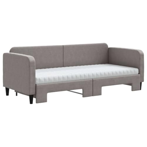 HEFZGDB Tagesbett Ausziehbar mit Matratzen Taupe 80x200 cm Stoff Double Bed Gästebett Bettgestell Bettrahmen für Gästezimmer Schlafzimmer Wohnbereich Herberge von HEFZGDB