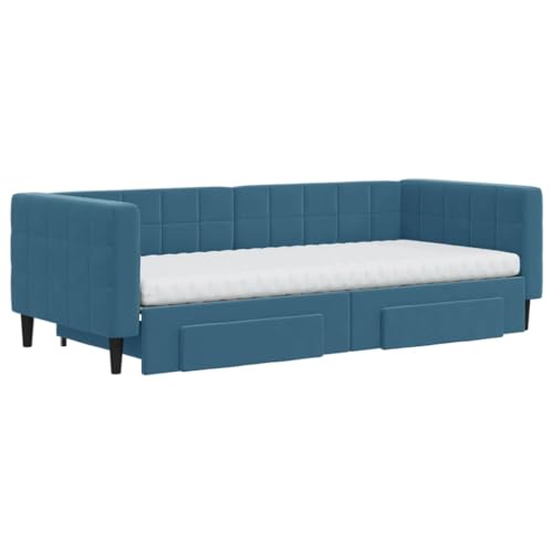 HEFZGDB Tagesbett Ausziehbar mit Schubladen Blau 90x200 cm Samt Bette Gästebett Bed Frame Einzelbetten für Schlafzimmer Gästezimmer Herberge Wohnbereich HEFZGDB Tagesbett Ausziehbar mit Schubladen Blau 90x200 cm Samt Bette Gästebett Bed Frame Einzelbetten für Schlafzimmer Gästezimmer Herberge Wohnbereich von HEFZGDB