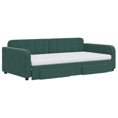 HEFZGDB Tagesbett Ausziehbar mit Schubladen Dunkelgrün 100x200 cm Samt Ehebett Gästebett Familienbett Einzelbett für Schlafzimmer Herberge Wohnbereich Gästezimmer HEFZGDB Tagesbett Ausziehbar mit Schubladen Dunkelgrün 100x200 cm Samt Ehebett Gästebett Familienbett Einzelbett für Schlafzimmer Herberge Wohnbereich Gästezimmer von HEFZGDB