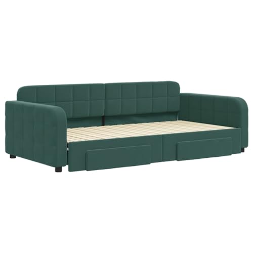 HEFZGDB Tagesbett Ausziehbar mit Schubladen Dunkelgrün 100x200 cm Samt Ehebett Gästebett Familienbett Einzelbett für Schlafzimmer Herberge Wohnbereich Gästezimmer HEFZGDB Tagesbett Ausziehbar mit Schubladen Dunkelgrün 100x200 cm Samt Ehebett Gästebett Familienbett Einzelbett für Schlafzimmer Herberge Wohnbereich Gästezimmer von HEFZGDB