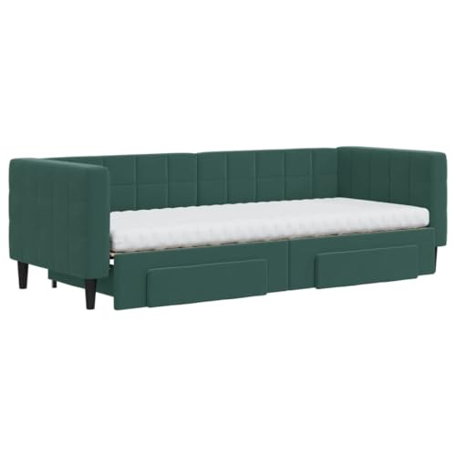HEFZGDB Tagesbett Ausziehbar mit Schubladen Dunkelgrün 80x200 cm Samt Bette Gästebett Bed Frame Einzelbetten für Schlafzimmer Gästezimmer Herberge Wohnbereich HEFZGDB Tagesbett Ausziehbar mit Schubladen Dunkelgrün 80x200 cm Samt Bette Gästebett Bed Frame Einzelbetten für Schlafzimmer Gästezimmer Herberge Wohnbereich von HEFZGDB