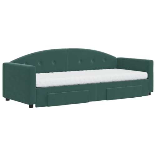 HEFZGDB Tagesbett Ausziehbar mit Schubladen Dunkelgrün 80x200 cm Samt Ehebett Gästebett Einzelbetten Bettrahmen für Herberge Schlafzimmer Gästezimmer Wohnbereich HEFZGDB Tagesbett Ausziehbar mit Schubladen Dunkelgrün 80x200 cm Samt Ehebett Gästebett Einzelbetten Bettrahmen für Herberge Schlafzimmer Gästezimmer Wohnbereich von HEFZGDB