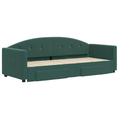 HEFZGDB Tagesbett Ausziehbar mit Schubladen Dunkelgrün 80x200 cm Samt Ehebett Gästebett Einzelbetten Bettrahmen für Herberge Schlafzimmer Gästezimmer Wohnbereich HEFZGDB Tagesbett Ausziehbar mit Schubladen Dunkelgrün 80x200 cm Samt Ehebett Gästebett Einzelbetten Bettrahmen für Herberge Schlafzimmer Gästezimmer Wohnbereich von HEFZGDB