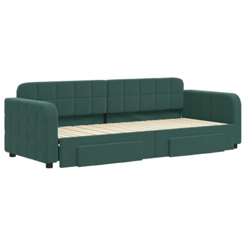 HEFZGDB Tagesbett Ausziehbar mit Schubladen Dunkelgrün 80x200 cm Samt Ehebett Gästebett Familienbett Einzelbett für Schlafzimmer Herberge Wohnbereich Gästezimmer HEFZGDB Tagesbett Ausziehbar mit Schubladen Dunkelgrün 80x200 cm Samt Ehebett Gästebett Familienbett Einzelbett für Schlafzimmer Herberge Wohnbereich Gästezimmer von HEFZGDB