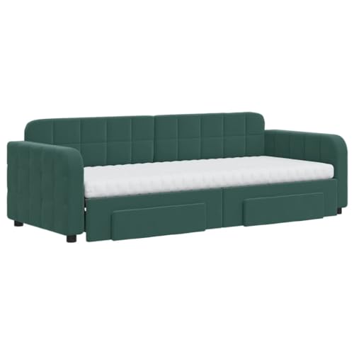 HEFZGDB Tagesbett Ausziehbar mit Schubladen Dunkelgrün 80x200 cm Samt Ehebett Gästebett Familienbett Einzelbett für Schlafzimmer Herberge Wohnbereich Gästezimmer HEFZGDB Tagesbett Ausziehbar mit Schubladen Dunkelgrün 80x200 cm Samt Ehebett Gästebett Familienbett Einzelbett für Schlafzimmer Herberge Wohnbereich Gästezimmer von HEFZGDB