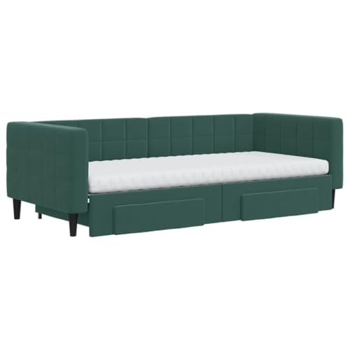 HEFZGDB Tagesbett Ausziehbar mit Schubladen Dunkelgrün 90x200 cm Samt Bette Gästebett Bed Frame Einzelbetten für Schlafzimmer Gästezimmer Herberge Wohnbereich HEFZGDB Tagesbett Ausziehbar mit Schubladen Dunkelgrün 90x200 cm Samt Bette Gästebett Bed Frame Einzelbetten für Schlafzimmer Gästezimmer Herberge Wohnbereich von HEFZGDB
