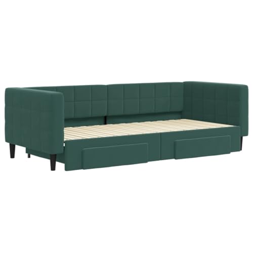 HEFZGDB Tagesbett Ausziehbar mit Schubladen Dunkelgrün 90x200 cm Samt Bette Gästebett Bed Frame Einzelbetten für Schlafzimmer Gästezimmer Herberge Wohnbereich HEFZGDB Tagesbett Ausziehbar mit Schubladen Dunkelgrün 90x200 cm Samt Bette Gästebett Bed Frame Einzelbetten für Schlafzimmer Gästezimmer Herberge Wohnbereich von HEFZGDB