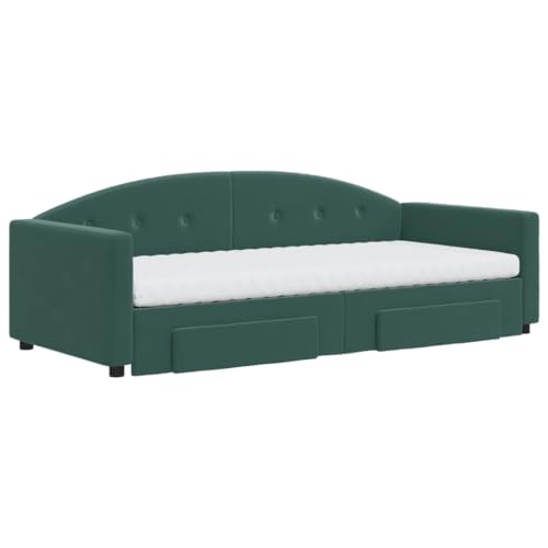 HEFZGDB Tagesbett Ausziehbar mit Schubladen Dunkelgrün 90x200 cm Samt Ehebett Gästebett Einzelbetten Bettrahmen für Herberge Schlafzimmer Gästezimmer Wohnbereich HEFZGDB Tagesbett Ausziehbar mit Schubladen Dunkelgrün 90x200 cm Samt Ehebett Gästebett Einzelbetten Bettrahmen für Herberge Schlafzimmer Gästezimmer Wohnbereich von HEFZGDB