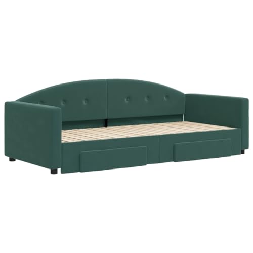 HEFZGDB Tagesbett Ausziehbar mit Schubladen Dunkelgrün 90x200 cm Samt Ehebett Gästebett Einzelbetten Bettrahmen für Herberge Schlafzimmer Gästezimmer Wohnbereich HEFZGDB Tagesbett Ausziehbar mit Schubladen Dunkelgrün 90x200 cm Samt Ehebett Gästebett Einzelbetten Bettrahmen für Herberge Schlafzimmer Gästezimmer Wohnbereich von HEFZGDB