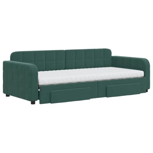 HEFZGDB Tagesbett Ausziehbar mit Schubladen Dunkelgrün 90x200 cm Samt Ehebett Gästebett Familienbett Einzelbett für Schlafzimmer Herberge Wohnbereich Gästezimmer HEFZGDB Tagesbett Ausziehbar mit Schubladen Dunkelgrün 90x200 cm Samt Ehebett Gästebett Familienbett Einzelbett für Schlafzimmer Herberge Wohnbereich Gästezimmer von HEFZGDB