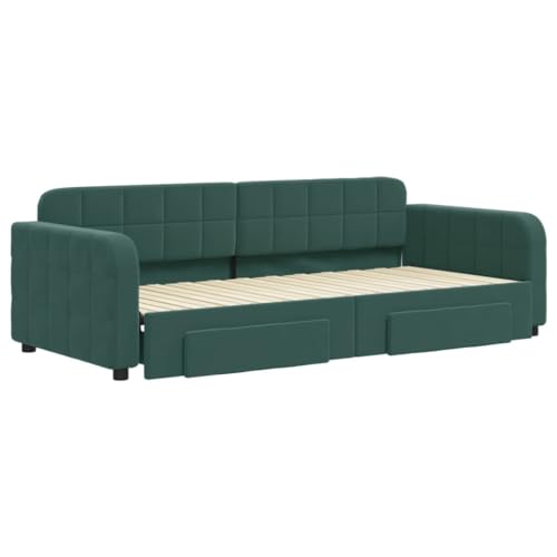 HEFZGDB Tagesbett Ausziehbar mit Schubladen Dunkelgrün 90x200 cm Samt Ehebett Gästebett Familienbett Einzelbett für Schlafzimmer Herberge Wohnbereich Gästezimmer HEFZGDB Tagesbett Ausziehbar mit Schubladen Dunkelgrün 90x200 cm Samt Ehebett Gästebett Familienbett Einzelbett für Schlafzimmer Herberge Wohnbereich Gästezimmer von HEFZGDB