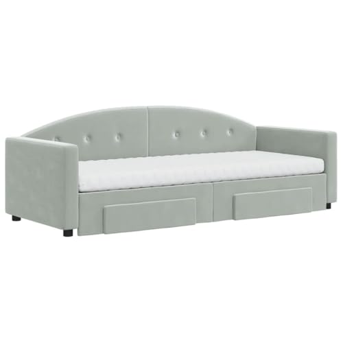 HEFZGDB Tagesbett Ausziehbar mit Schubladen Hellgrau 80x200 cm Samt Ehebett Gästebett Einzelbetten Bettrahmen für Herberge Schlafzimmer Gästezimmer Wohnbereich HEFZGDB Tagesbett Ausziehbar mit Schubladen Hellgrau 80x200 cm Samt Ehebett Gästebett Einzelbetten Bettrahmen für Herberge Schlafzimmer Gästezimmer Wohnbereich von HEFZGDB