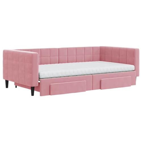 HEFZGDB Tagesbett Ausziehbar mit Schubladen Rosa 100x200 cm Samt Bette Gästebett Bed Frame Einzelbetten für Schlafzimmer Gästezimmer Herberge Wohnbereich HEFZGDB Tagesbett Ausziehbar mit Schubladen Rosa 100x200 cm Samt Bette Gästebett Bed Frame Einzelbetten für Schlafzimmer Gästezimmer Herberge Wohnbereich von HEFZGDB