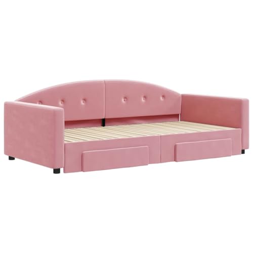 HEFZGDB Tagesbett Ausziehbar mit Schubladen Rosa 100x200 cm Samt Ehebett Gästebett Einzelbetten Bettrahmen für Herberge Schlafzimmer Gästezimmer Wohnbereich HEFZGDB Tagesbett Ausziehbar mit Schubladen Rosa 100x200 cm Samt Ehebett Gästebett Einzelbetten Bettrahmen für Herberge Schlafzimmer Gästezimmer Wohnbereich von HEFZGDB