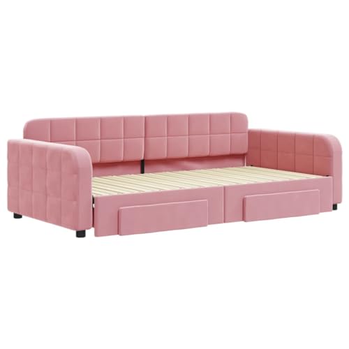 HEFZGDB Tagesbett Ausziehbar mit Schubladen Rosa 100x200 cm Samt Ehebett Gästebett Familienbett Einzelbett für Schlafzimmer Herberge Wohnbereich Gästezimmer HEFZGDB Tagesbett Ausziehbar mit Schubladen Rosa 100x200 cm Samt Ehebett Gästebett Familienbett Einzelbett für Schlafzimmer Herberge Wohnbereich Gästezimmer von HEFZGDB