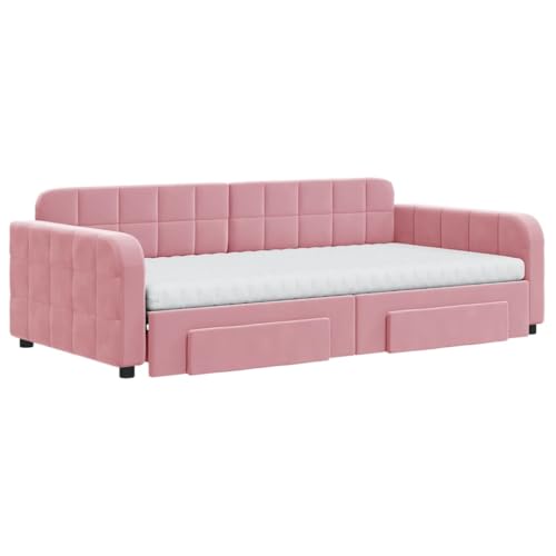HEFZGDB Tagesbett Ausziehbar mit Schubladen Rosa 100x200 cm Samt Ehebett Gästebett Familienbett Einzelbett für Schlafzimmer Herberge Wohnbereich Gästezimmer HEFZGDB Tagesbett Ausziehbar mit Schubladen Rosa 100x200 cm Samt Ehebett Gästebett Familienbett Einzelbett für Schlafzimmer Herberge Wohnbereich Gästezimmer von HEFZGDB