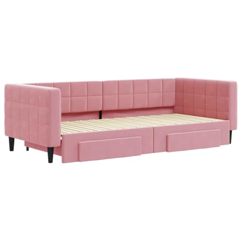 HEFZGDB Tagesbett Ausziehbar mit Schubladen Rosa 90x200 cm Samt Bette Gästebett Bed Frame Einzelbetten für Schlafzimmer Gästezimmer Herberge Wohnbereich HEFZGDB Tagesbett Ausziehbar mit Schubladen Rosa 90x200 cm Samt Bette Gästebett Bed Frame Einzelbetten für Schlafzimmer Gästezimmer Herberge Wohnbereich von HEFZGDB