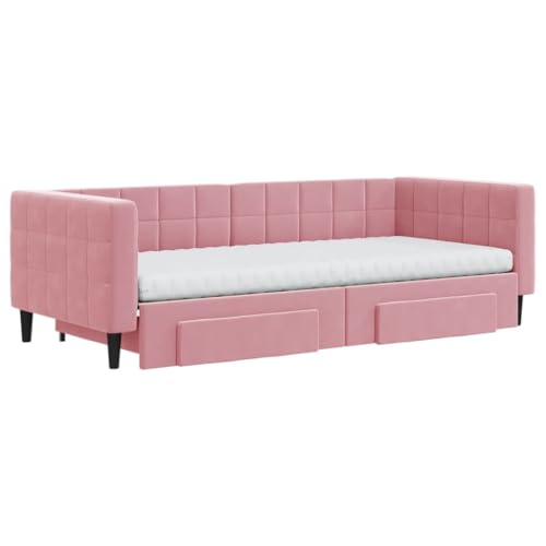 HEFZGDB Tagesbett Ausziehbar mit Schubladen Rosa 90x200 cm Samt Bette Gästebett Bed Frame Einzelbetten für Schlafzimmer Gästezimmer Herberge Wohnbereich HEFZGDB Tagesbett Ausziehbar mit Schubladen Rosa 90x200 cm Samt Bette Gästebett Bed Frame Einzelbetten für Schlafzimmer Gästezimmer Herberge Wohnbereich von HEFZGDB