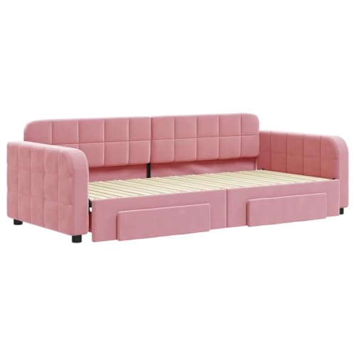 HEFZGDB Tagesbett Ausziehbar mit Schubladen Rosa 90x200 cm Samt Ehebett Gästebett Familienbett Einzelbett für Schlafzimmer Herberge Wohnbereich Gästezimmer HEFZGDB Tagesbett Ausziehbar mit Schubladen Rosa 90x200 cm Samt Ehebett Gästebett Familienbett Einzelbett für Schlafzimmer Herberge Wohnbereich Gästezimmer von HEFZGDB
