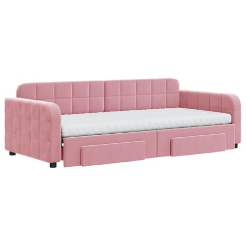 HEFZGDB Tagesbett Ausziehbar mit Schubladen Rosa 90x200 cm Samt Ehebett Gästebett Familienbett Einzelbett für Schlafzimmer Herberge Wohnbereich Gästezimmer HEFZGDB Tagesbett Ausziehbar mit Schubladen Rosa 90x200 cm Samt Ehebett Gästebett Familienbett Einzelbett für Schlafzimmer Herberge Wohnbereich Gästezimmer von HEFZGDB