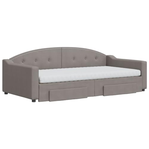 HEFZGDB Tagesbett Ausziehbar mit Schubladen Taupe 100x200 cm Stoff Single Bed Bed Frame Familienbett Bettrahmen für Schlafzimmer Herberge Gästezimmer Wohnbereich von HEFZGDB