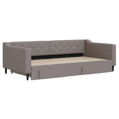 HEFZGDB Tagesbett Ausziehbar mit Schubladen Taupe 100x200 cm Stoff Single Bed Gästebett Doppelbett Bettrahmen für Gästezimmer Herberge Schlafzimmer Wohnbereich von HEFZGDB