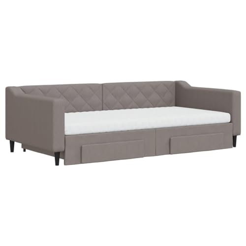 HEFZGDB Tagesbett Ausziehbar mit Schubladen Taupe 100x200 cm Stoff Single Bed Gästebett Doppelbett Bettrahmen für Gästezimmer Herberge Schlafzimmer Wohnbereich HEFZGDB Tagesbett Ausziehbar mit Schubladen Taupe 100x200 cm Stoff Single Bed Gästebett Doppelbett Bettrahmen für Gästezimmer Herberge Schlafzimmer Wohnbereich von HEFZGDB