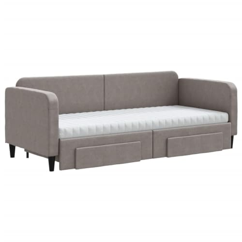 HEFZGDB Tagesbett Ausziehbar mit Schubladen Taupe 80x200 cm Stoff Double Bed Gästebett Bettgestell Bettrahmen für Gästezimmer Schlafzimmer Wohnbereich Herberge HEFZGDB Tagesbett Ausziehbar mit Schubladen Taupe 80x200 cm Stoff Double Bed Gästebett Bettgestell Bettrahmen für Gästezimmer Schlafzimmer Wohnbereich Herberge von HEFZGDB