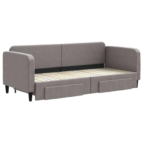HEFZGDB Tagesbett Ausziehbar mit Schubladen Taupe 80x200 cm Stoff Double Bed Gästebett Bettgestell Bettrahmen für Gästezimmer Schlafzimmer Wohnbereich Herberge von HEFZGDB
