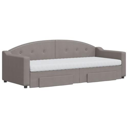 HEFZGDB Tagesbett Ausziehbar mit Schubladen Taupe 80x200 cm Stoff Single Bed Bed Frame Familienbett Bettrahmen für Schlafzimmer Herberge Gästezimmer Wohnbereich von HEFZGDB