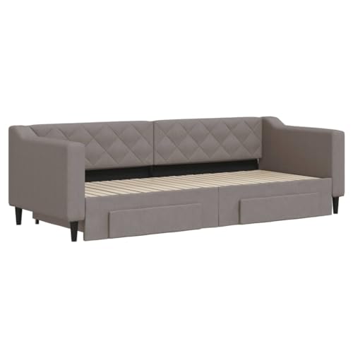 HEFZGDB Tagesbett Ausziehbar mit Schubladen Taupe 80x200 cm Stoff Single Bed Gästebett Doppelbett Bettrahmen für Gästezimmer Herberge Schlafzimmer Wohnbereich HEFZGDB Tagesbett Ausziehbar mit Schubladen Taupe 80x200 cm Stoff Single Bed Gästebett Doppelbett Bettrahmen für Gästezimmer Herberge Schlafzimmer Wohnbereich von HEFZGDB