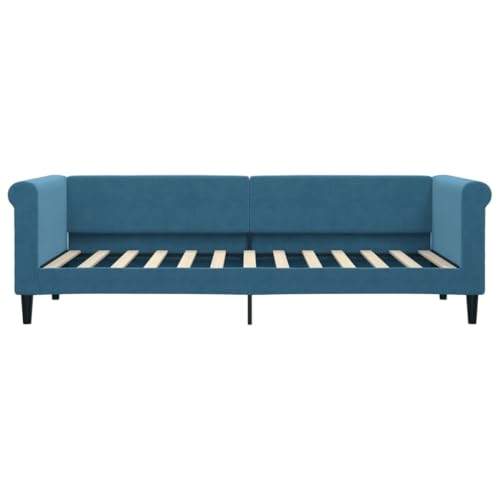 HEFZGDB Tagesbett Blau 80x200 cm Samt Single Bed Bettgestell Einzelbetten Bettrahmen für Schlafzimmer Wohnbereich Gästezimmer Herberge von HEFZGDB