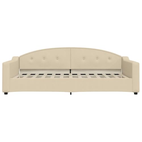 HEFZGDB Tagesbett Creme 100x200 cm Stoff Single Bed Bed Frame Familienbett Bettrahmen für Schlafzimmer Herberge Gästezimmer Wohnbereich von HEFZGDB