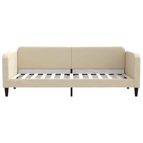 HEFZGDB Tagesbett Creme 80x200 cm Stoff Double Bed Gästebett Bettgestell Bettrahmen für Gästezimmer Schlafzimmer Wohnbereich Herberge von HEFZGDB