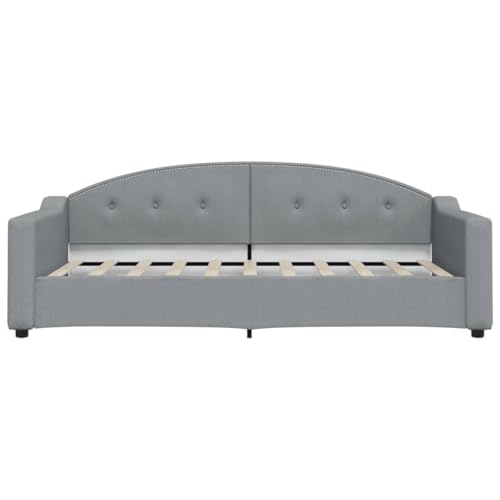 HEFZGDB Tagesbett Hellgrau 90x190 cm Stoff Single Bed Bed Frame Familienbett Bettrahmen für Schlafzimmer Herberge Gästezimmer Wohnbereich von HEFZGDB