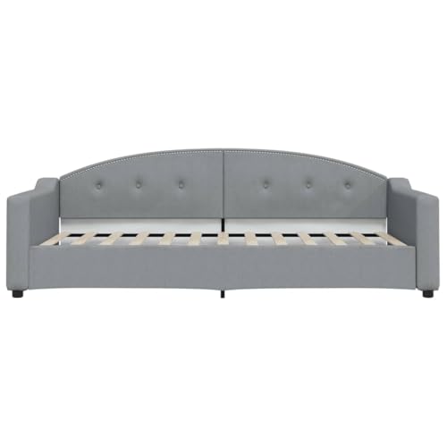 HEFZGDB Tagesbett Hellgrau 90x200 cm Stoff Single Bed Bed Frame Familienbett Bettrahmen für Schlafzimmer Herberge Gästezimmer Wohnbereich von HEFZGDB